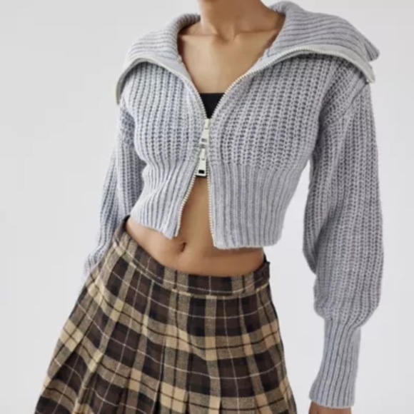 UO Sunny Collared Zip-Up Cardigan XS - Picture 1 of 6